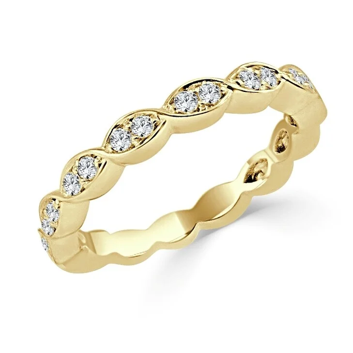 bold cocktail ring for women -Joelle Diamond Ring 14k Yellow Gold 1/3 ct TDW 3/4 Way Around Band