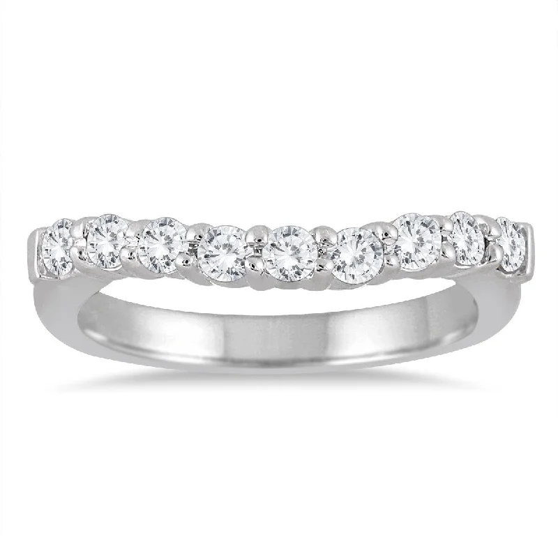 men’s titanium ring -Marquee Jewels 10k White Gold 1/2ct TDW Round-cut Diamond Curve Band