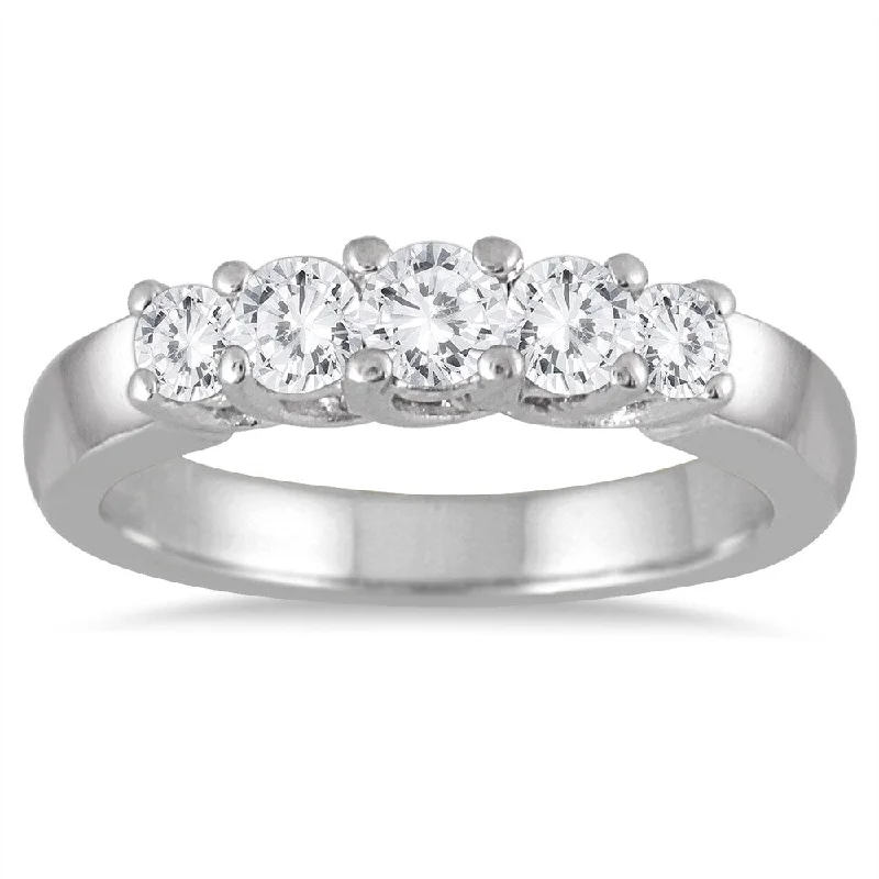 diamond solitaire ring for women -Marquee Jewels 10k White Gold 3/4ct TDW Diamond 5-stone Ring