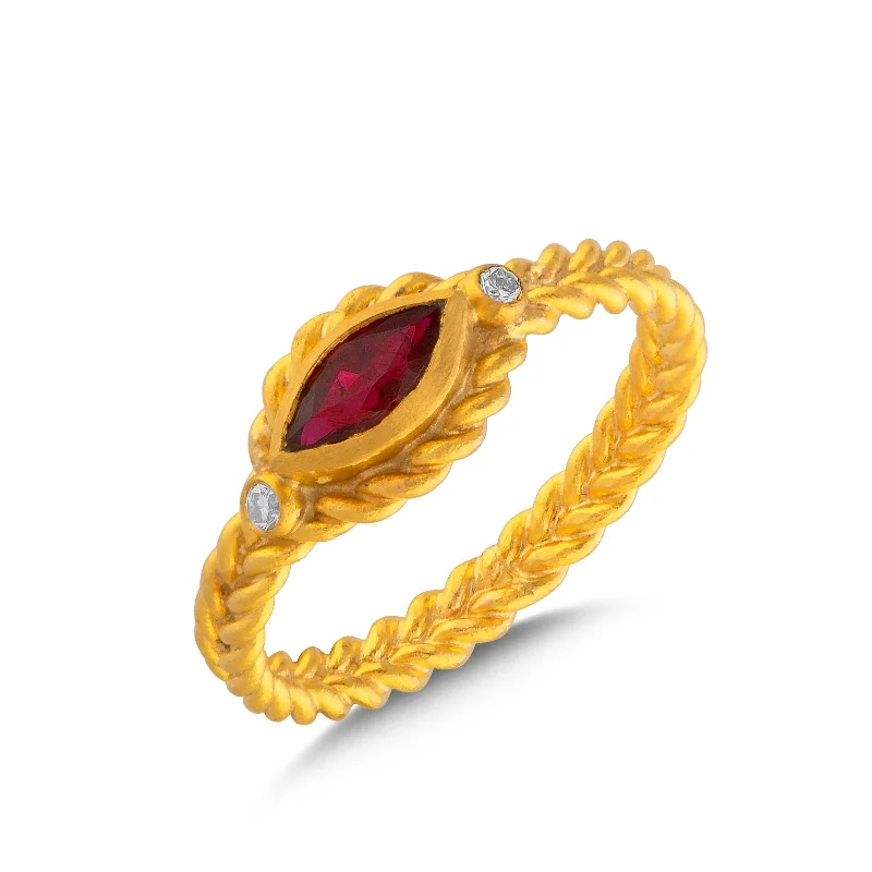 vintage diamond ring for women -Marquise Cut Ruby Twisted Rope Ring