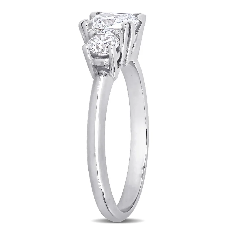 princess cut engagement ring -Miadora 14k White Gold 1 1/2ct TDW Cushion-cut Diamond 3-Stone Engagement Ring