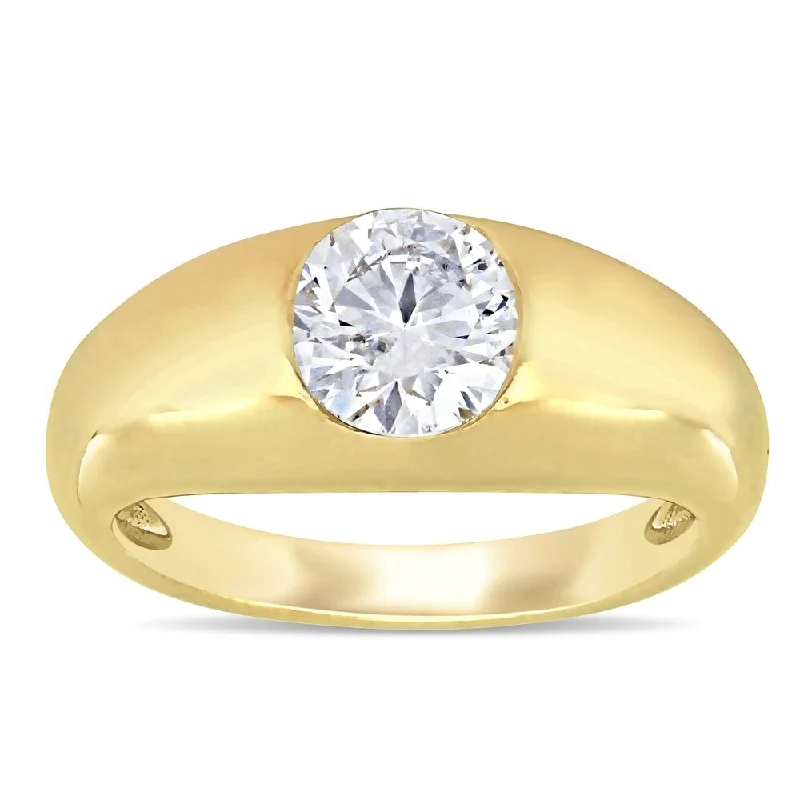 diamond wedding band for men -Miadora 14k Yellow Gold 1 1/5ct TDW Diamond Solitaire Engagement Ring