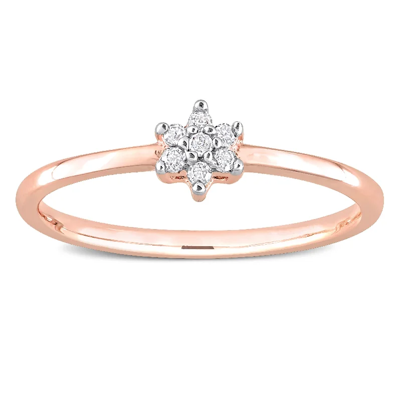 birthstone ring for moms -Miadora Diamond Accent Floral Promise Ring in Rose Plated Sterling Silver