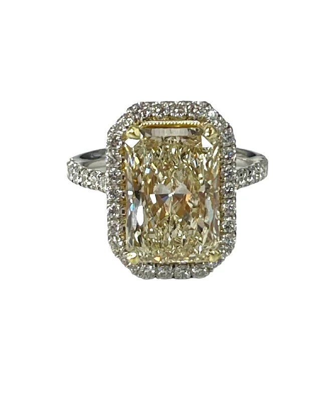 delicate gold ring for layering -Natural Radiant Cut Diamond Custom Engagement Ring GIA Certified