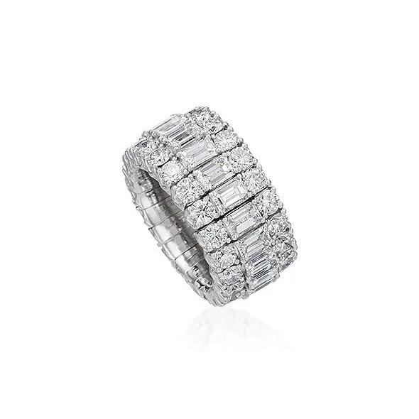 birthstone stacking rings for women -Platinum and Diamond Expandable Band