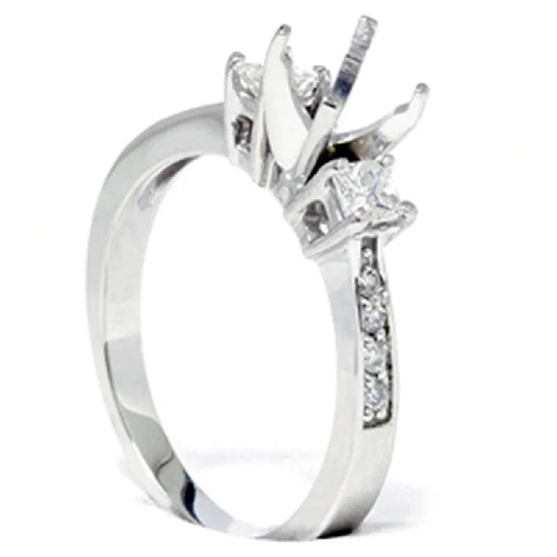 dainty ring for women -Princess Cut Diamond Engagement Semi Mount Ring Setting