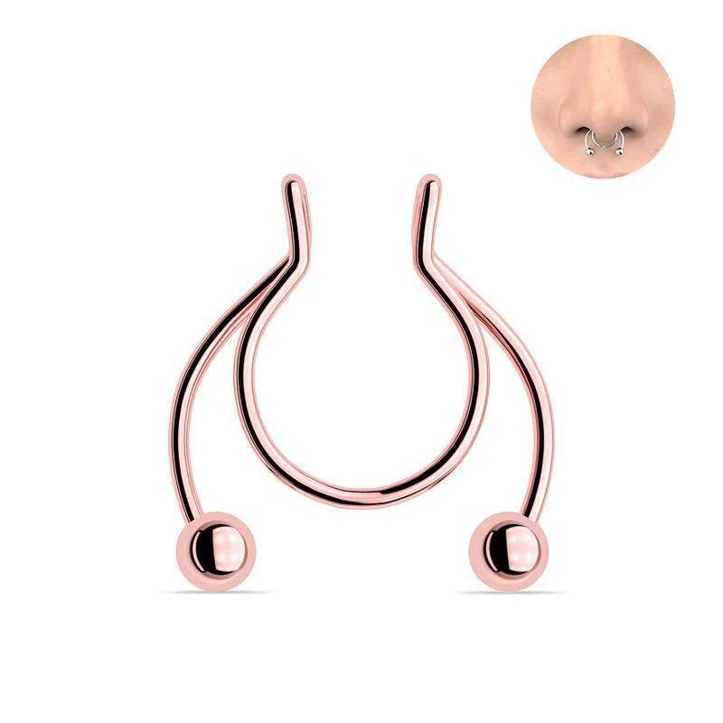 luxury diamond ring for special occasions -Rose Gold Fake Septum Nose Clip - S693