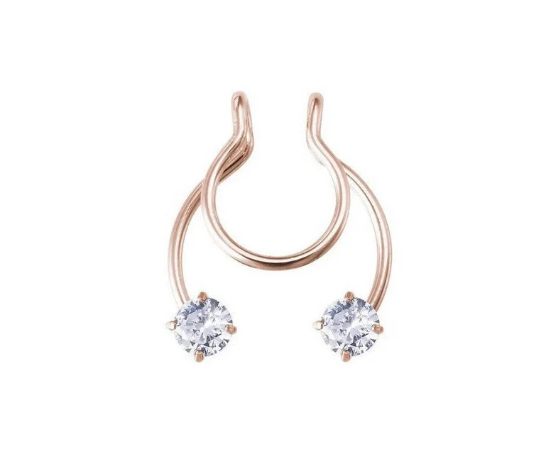 moonstone ring for women -Rose Gold Jewelled Fake Septum Nose Clip - S693A