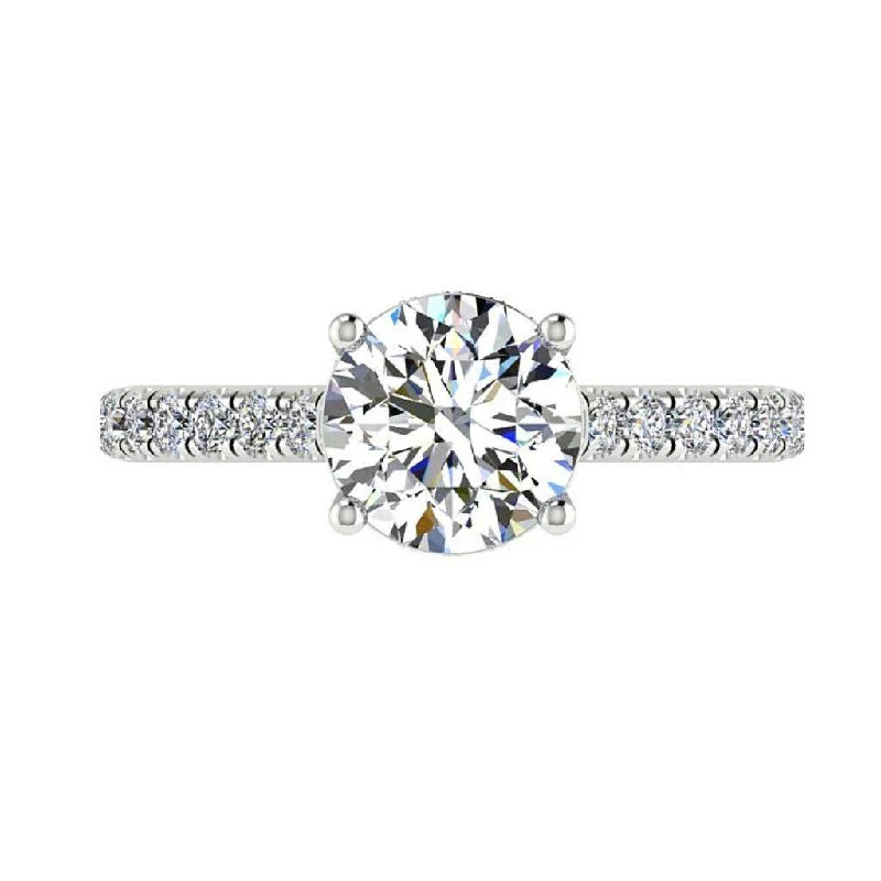 crystal ring for women -Round Diamond Engagement Ring 18K Gold Setting (1.07 ct. tw)