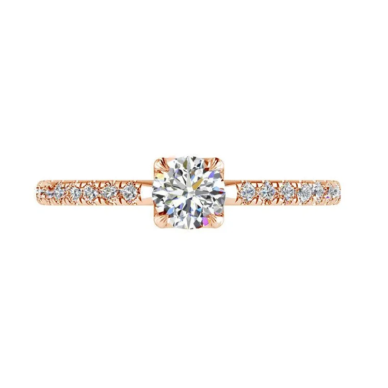 bold cocktail ring for women -Round Diamond Rose Gold Engagement Ring (0.40 ct. tw)