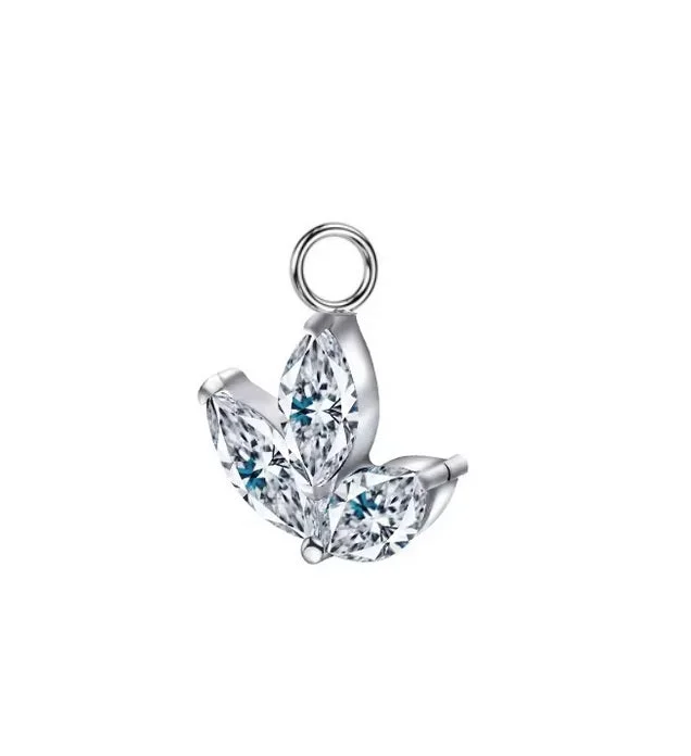 dainty ring for women -SS316L Jewelled Dangle Charm for Hinged Ring - CHARM38