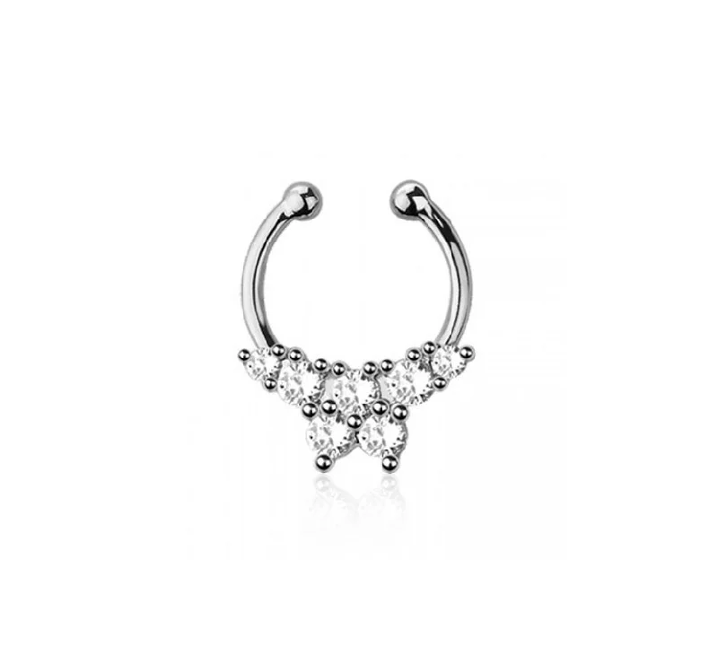 stackable rings for women -SS316L Jewelled Fake Septum Nose Clip - S610