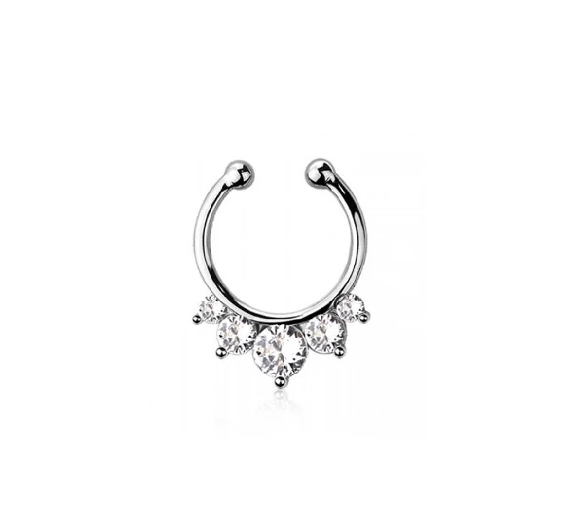 sapphire engagement ring for women -SS316L Jewelled Fake Septum Nose Clip - S611