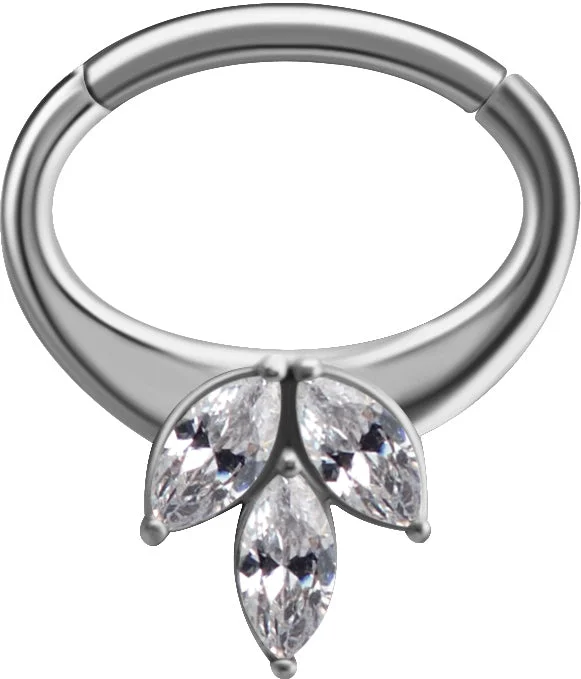 diamond engagement ring for women -SS316L Jewelled Hinged Septum/Daith Clicker - E07