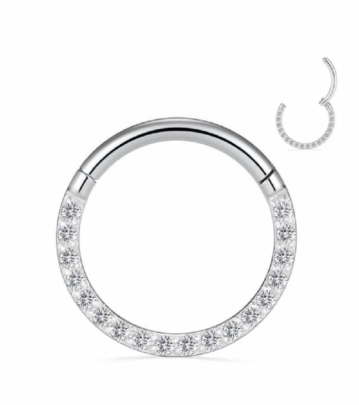 contemporary ring for men -SS316L Jewelled Hinged Septum/Daith Ring - E363