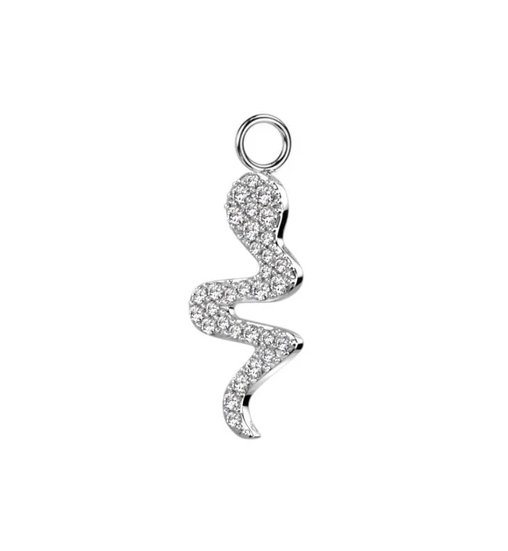 diamond engagement ring for women -SS316L Jewelled Snake Dangle Charm for Hinged Ring - CHARM31