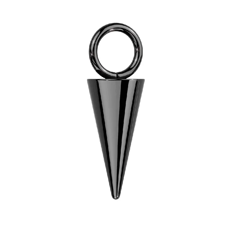 luxury platinum ring for men -Titanium Black Dangle Spike Charm for Hinged Ring - E409B