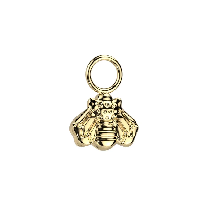 vintage engagement ring for women -Titanium Gold Dangle Bee Charm for Hinged Ring - E407A