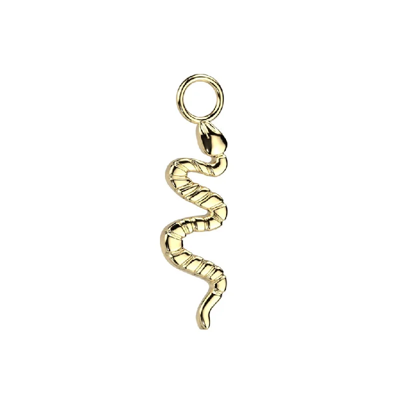 personalized name ring for women -Titanium Gold Dangle Snake Charm for Hinged Ring - E408A