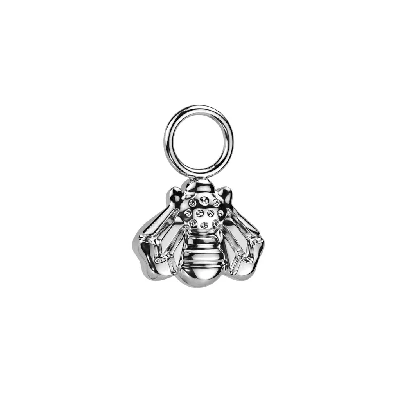 rose gold ring for women -Titanium High Polish Dangle Bee Charm for Hinged Ring - E407