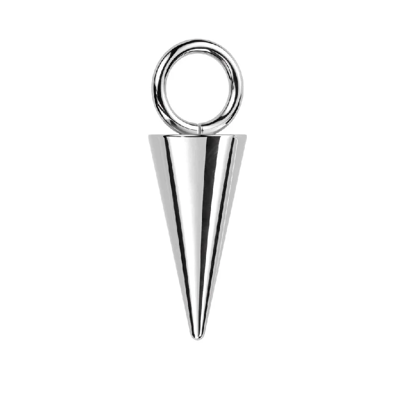 layered stacking rings for women -Titanium High Polish Dangle Spike Charm for Hinged Ring - E409