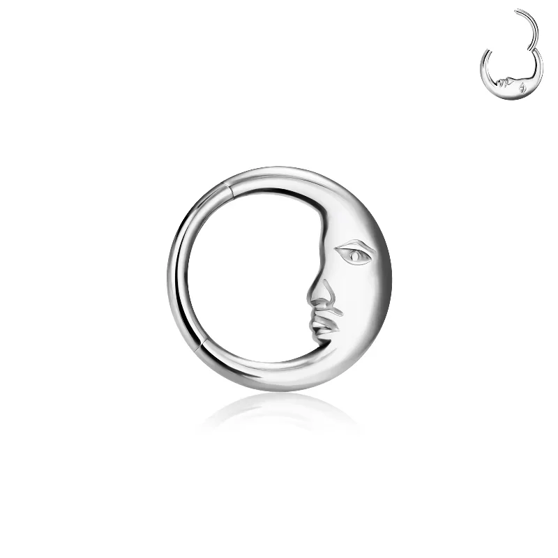 handmade gemstone ring for women -Titanium High Polish Half Face Hinged Septum/Daith Ring - TI-224