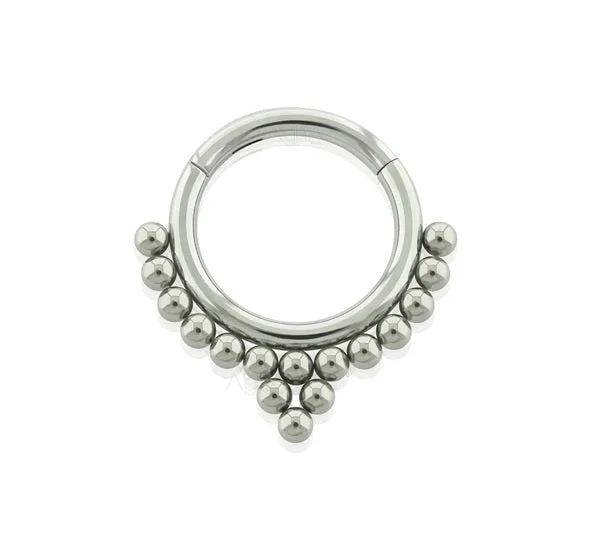 silver stacking rings for women -Titanium High Polish Hinged Septum/Daith Ring - T11