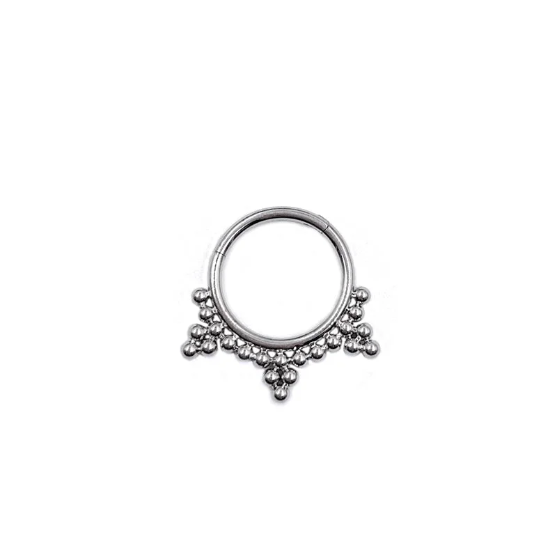 heart shaped ring for women -Titanium High Polish Hinged Septum/Daith Ring - TI-149