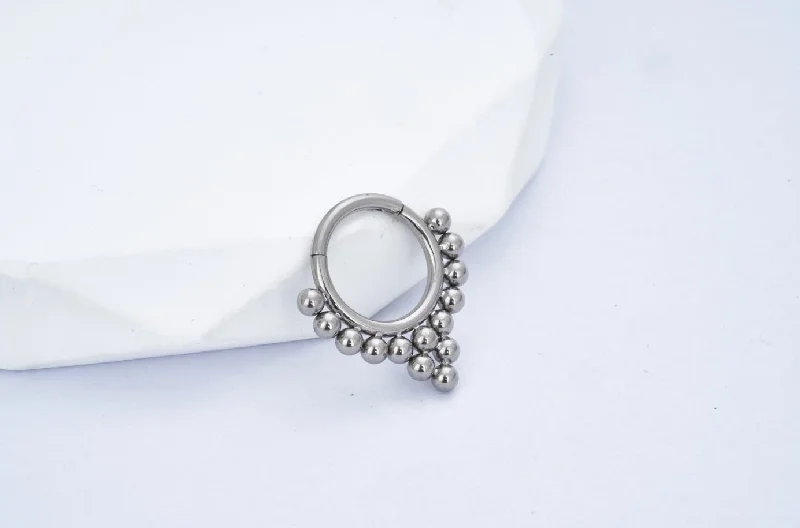 men’s titanium ring -Titanium High Polish Hinged Septum/Daith Ring - TI-153