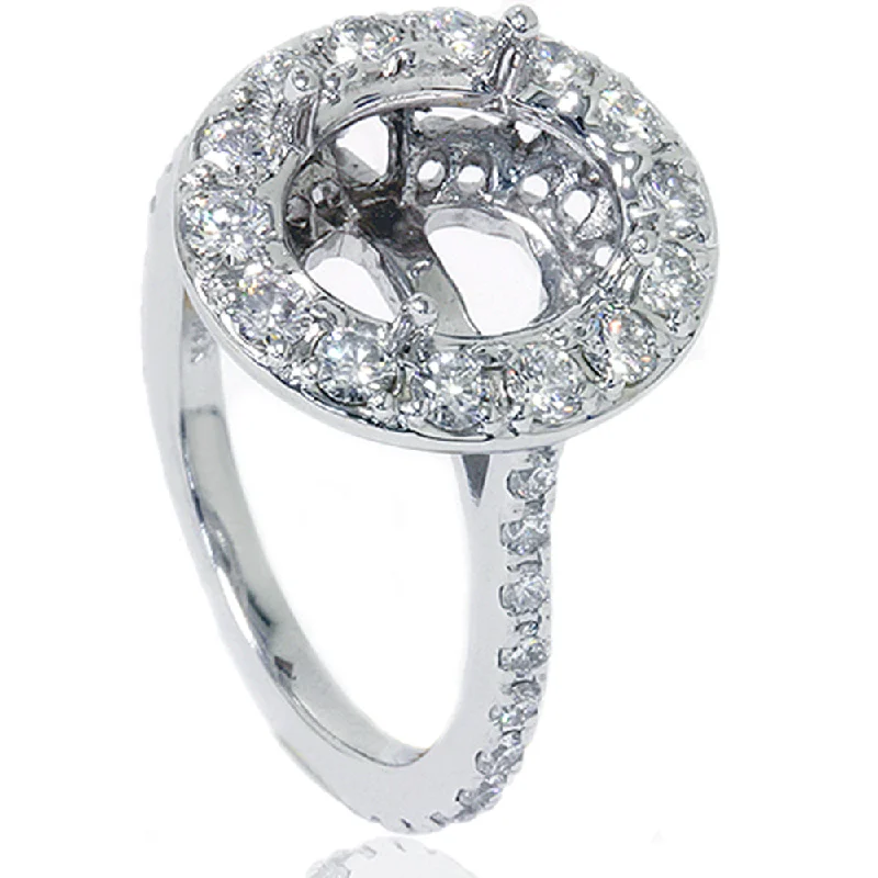 nature inspired ring for women -VS 1ct Pave Halo Oval Engagement Ring Setting 14K White Gold