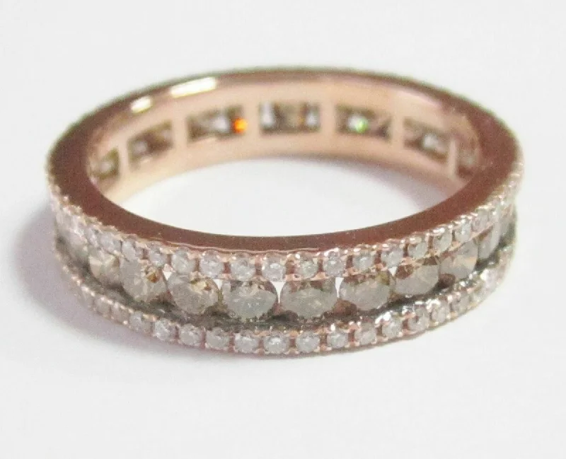 statement cocktail ring for women -1.82 TCW Natural Fancy Intense Brown Diamond Eternity Ring Size 5.5 Rose Gold