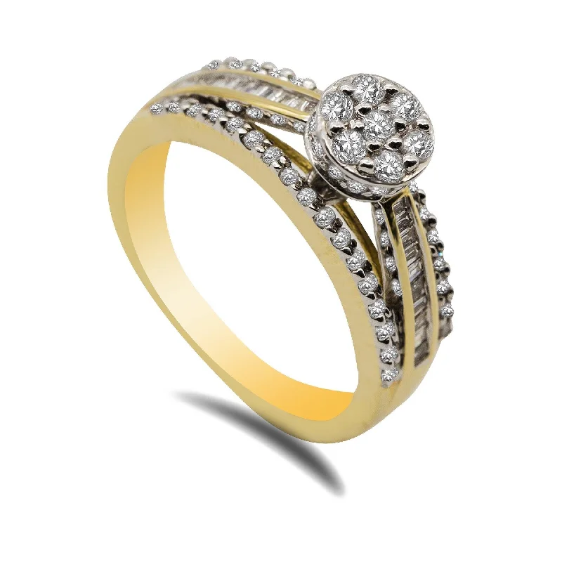 men’s ring with birthstone -14K Two Tone Gold Diamond Ring