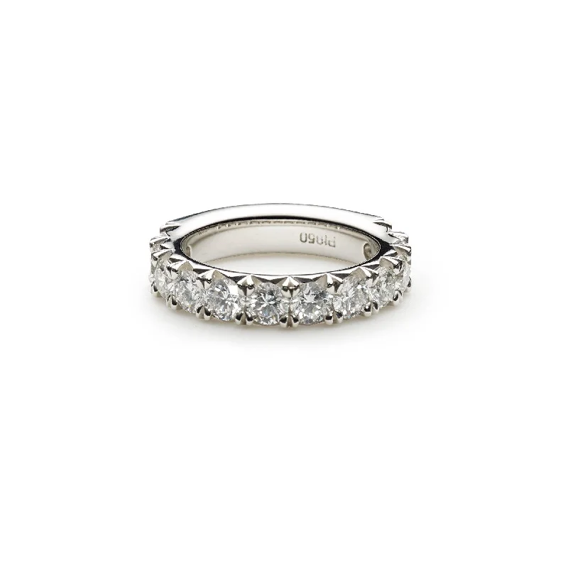 silver midi ring for women -14K White Gold Diamond Wedding Band W/ 3.45ct VS-SI Diamonds & Shared Prong Setting