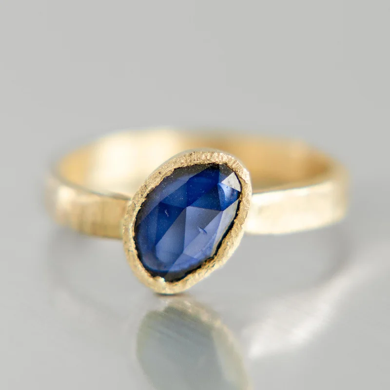 black onyx ring for men -Aurora Ring | Blue Sapphire | 14k Yellow Gold