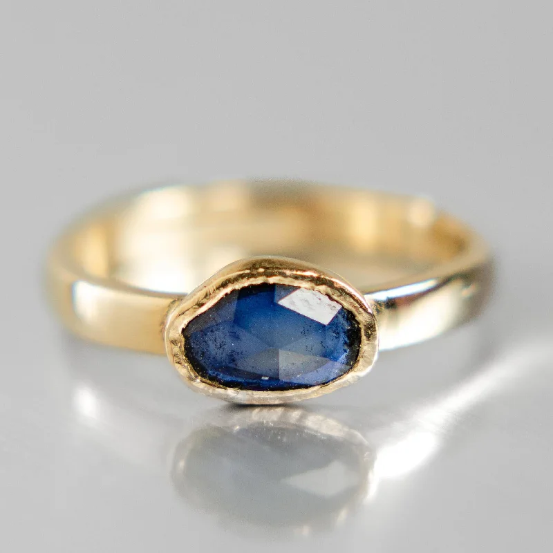 moonstone ring for women -Aurora Ring | Blue Sapphire | 14k Yellow Gold