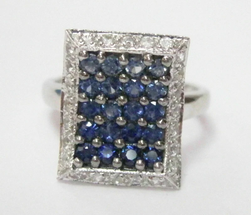 custom name ring for kids -2.0 TCW Natural Blue Sapphire & Diamond Accents Ring Size 5 14k White Gold