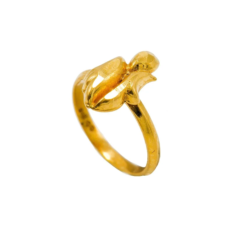 ruby ring for women -22K Yellow Gold Ring For Kids W/ Smooth Abstract Design