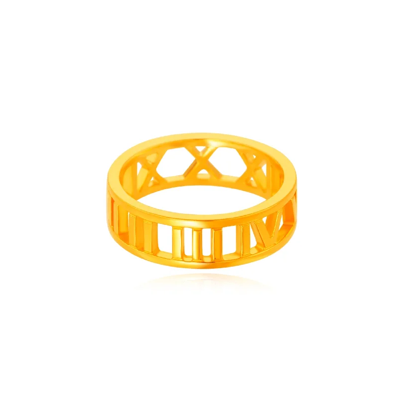 bold cocktail ring for women -916 Gold Roman Numeric Ring