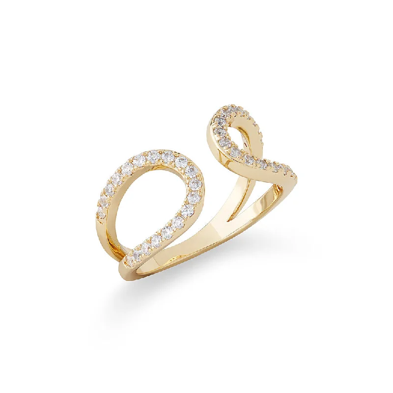 layered stacking rings for women -Avila Open Ring in Gold & CZ