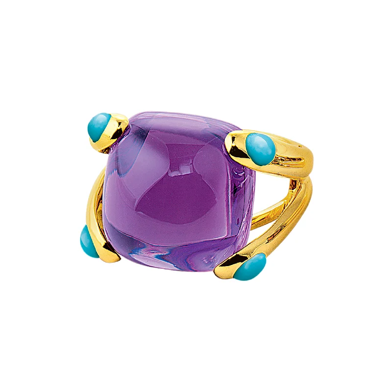 nature inspired ring for women -Candy Ring in Amethyst and Turquoise