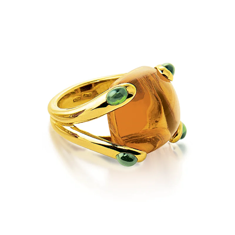 halo diamond ring for women -Candy Ring in Citrine and Chrome Tourmaline