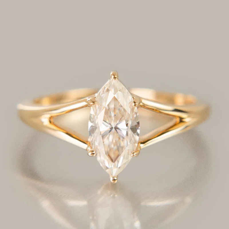 minimalist gold ring for everyday wear -Classic Diamond Juniper Ring