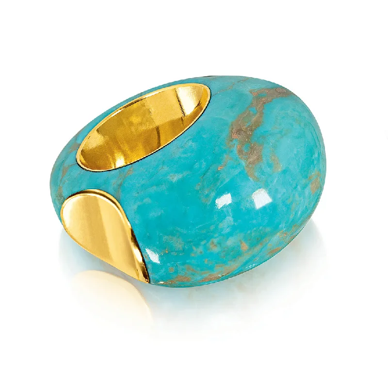 gold signet ring for men -Copa Ring in Turquoise