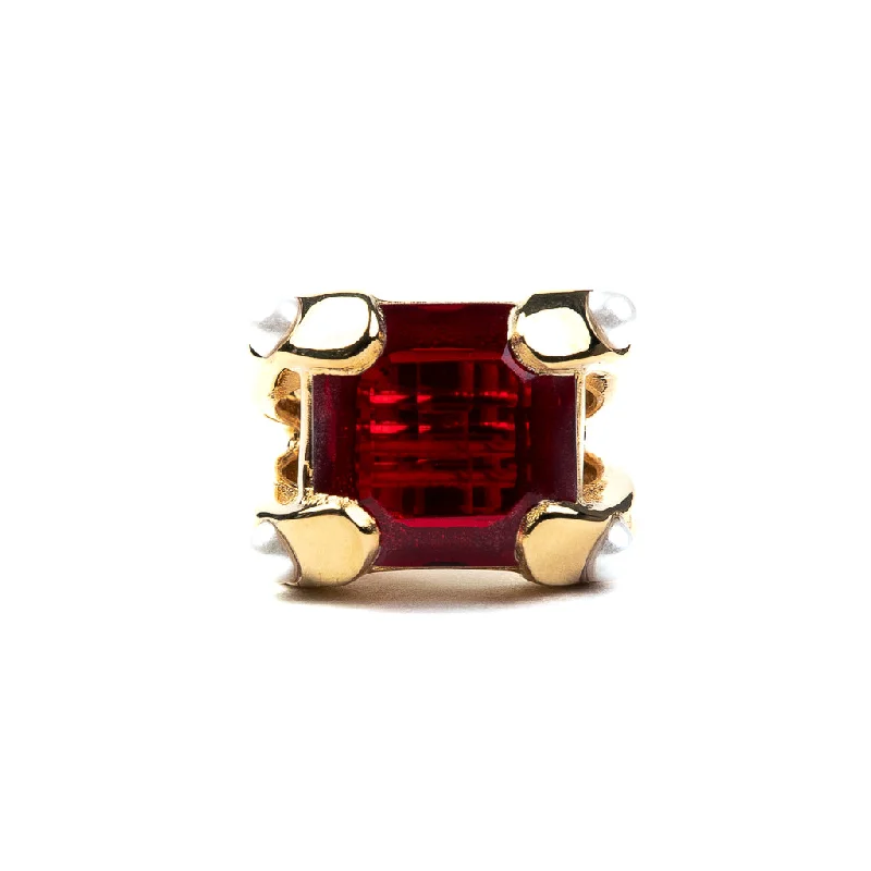 open ring for women -Ruby Square Stone Ring