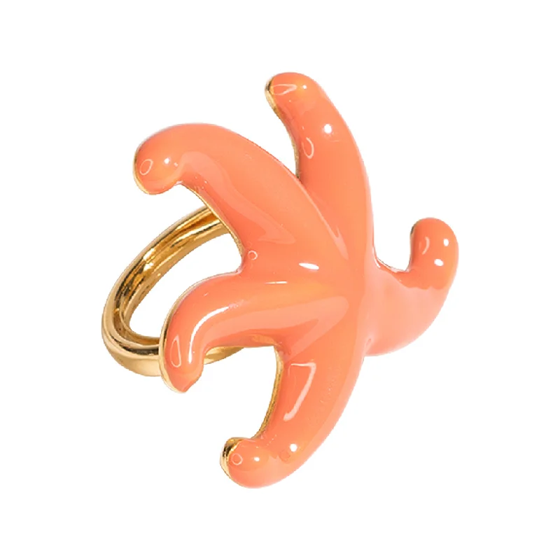 wedding band with diamonds for women -Coral Starfish Ring