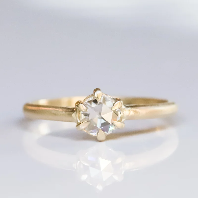 diamond pinky ring for men -Cypress Ring | Rose Cut Moissanite in 14k Yellow Gold