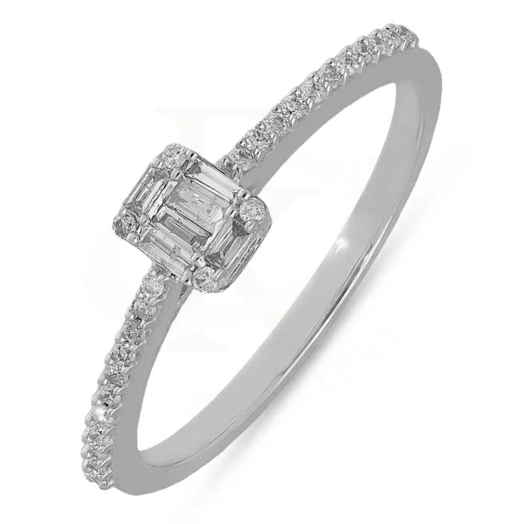 rose gold wedding band for women -Diamond Emerald Cut Ring in 18KT White Gold - FKJRN18K3116