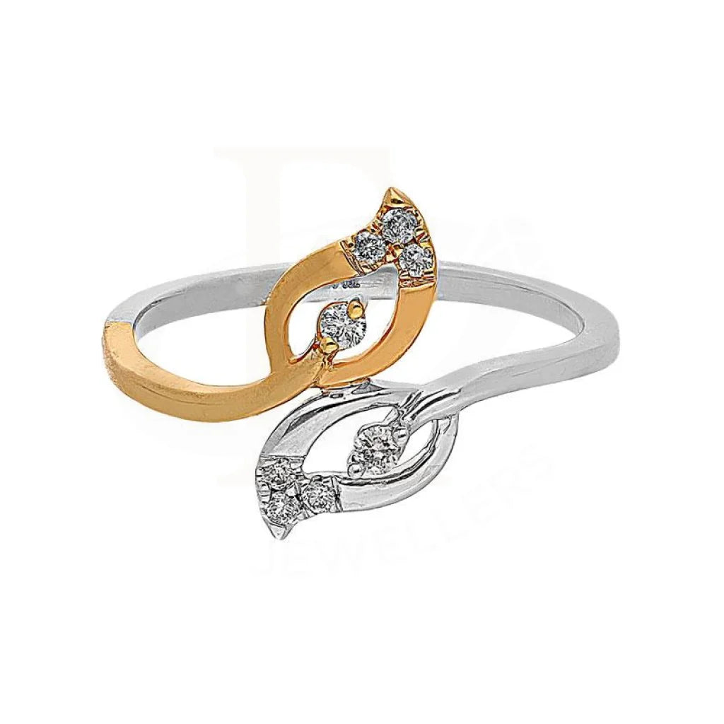 open ring for women -Diamond Leaf Shaped Ring in 18KT White and Rose Gold - FKJRN18K2148