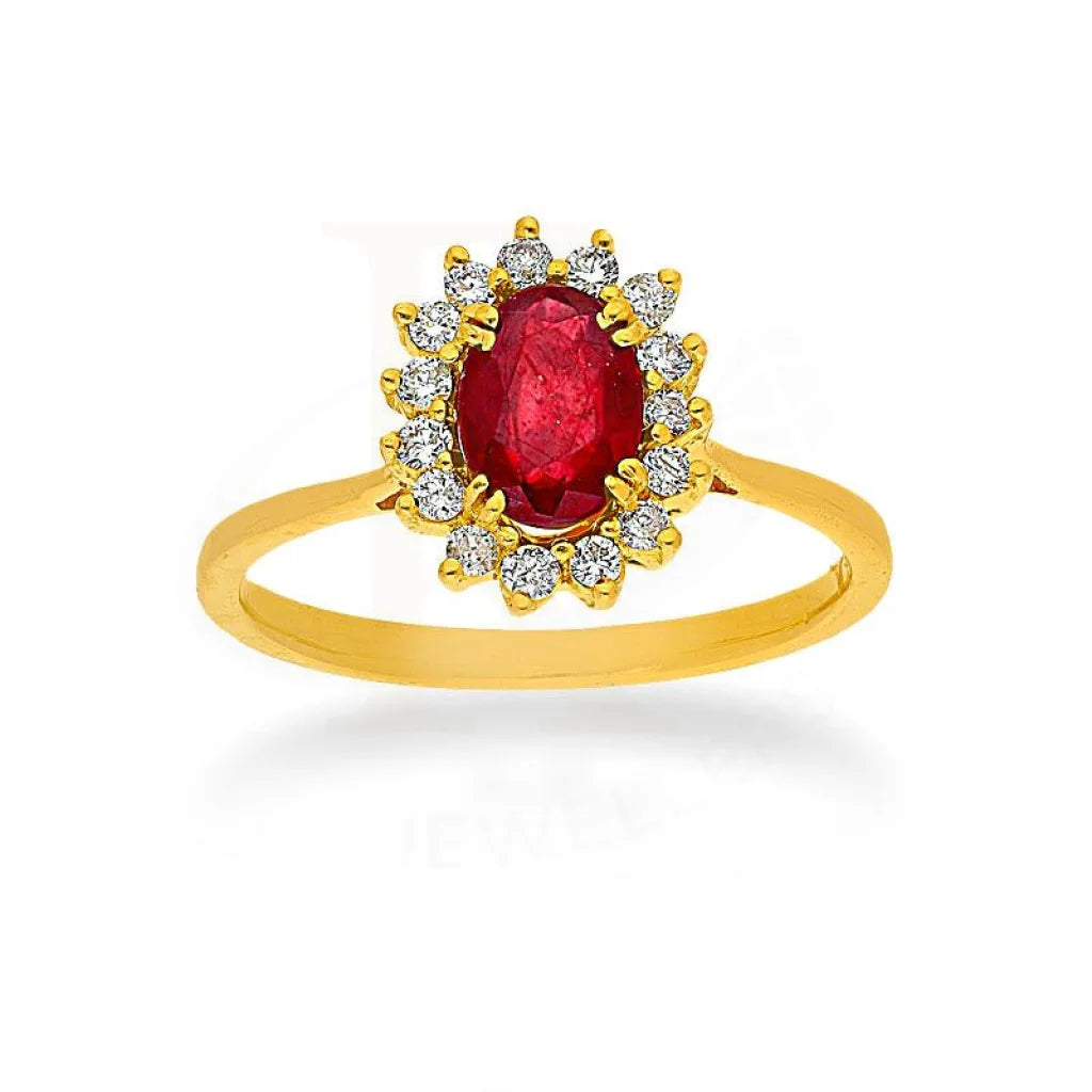 rose gold ring for women -Diamond & Ruby Oval Cut Solitaire Ring in 18KT Gold - FKJRN18K2141