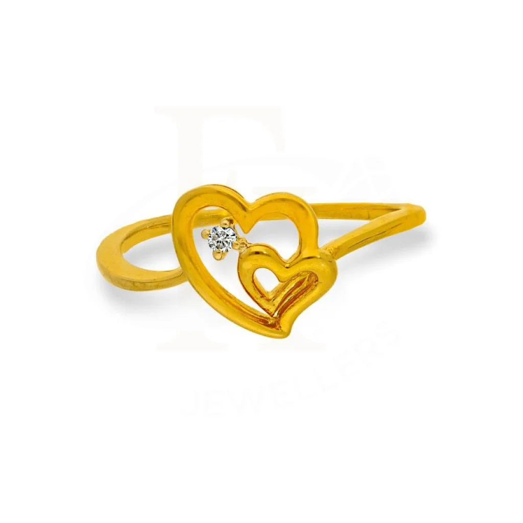 silver stacking rings for women -Diamond Solitaire in Twisted Twin Hearts Shaped Ring in 18KT Gold - FKJRN18K2145